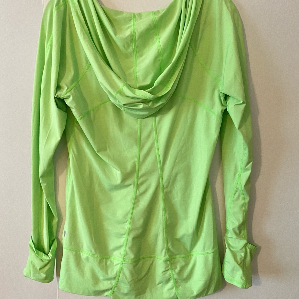Zella Lime Green Hooded Long Sleeved Pullover | M - Picture 2 of 8